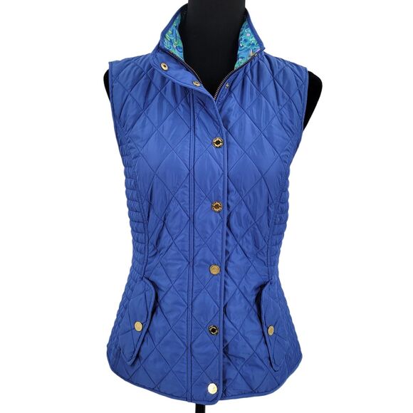 Lilly Pulitzer Blake Quilted Vest Iris Blue Size Small Pockets - Picture 1 of 16